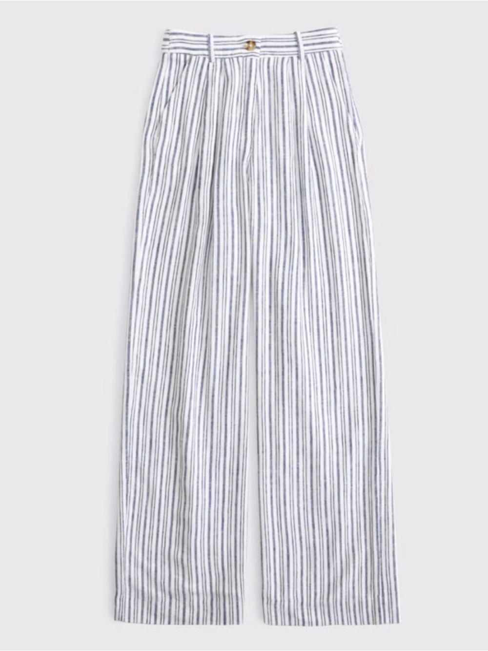 Abercrombie & Fitch Striped Wide-Leg Linen Blend Pants - White & Blue - Picture 4 of 4